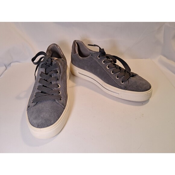 Ara Camden Comfort Suede Gray High Soft Lace Up Sneakers Size 7.5 US/5 UK - Picture 1 of 8